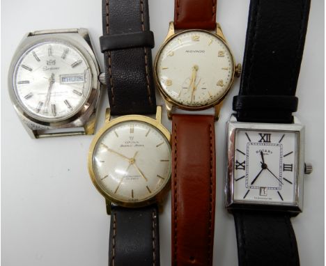 A 9ct gold cased gents Movado watch and three other gents vintage watches Condition Report: Available upon request