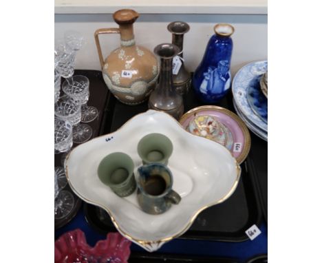 A pair of WMF silver plated vases, a Royal Doulton stoneware jug, a Minton Marlow dish and other items Condition Report: Avai