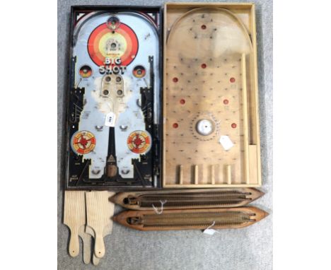Two bagatelle boards including Gotham Pressed example, butter pats, shuttles etc Condition Report: Available upon request