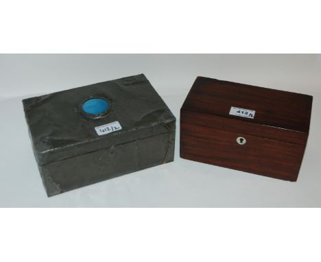 A mahogany tea caddy and other box (2) Condition Report: Available upon request