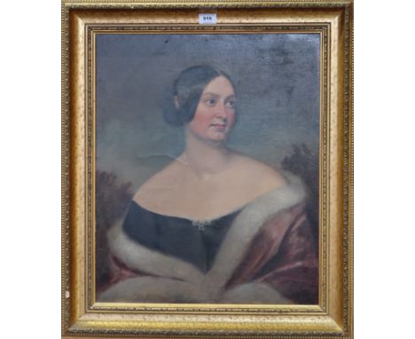 BRITISH SCHOOL Portrait of a noble woman, oil on canvas, 60 x 50cm Condition Report: Available upon request