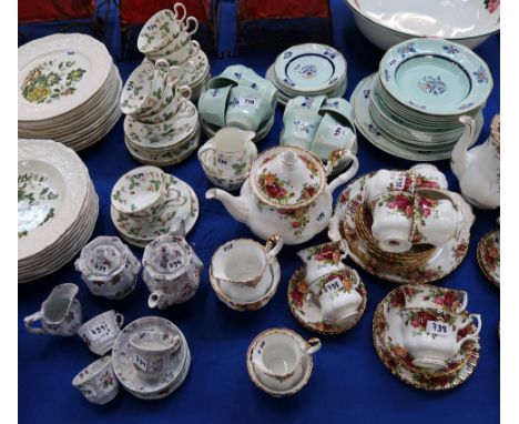 An Adams Calyx Ware part tea and dinner service together with Wedgwood Wild Strawberry teawares and a child's part teaset Con
