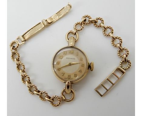 A 9ct gold ladies Movado wristwatch, weight including mechanism 14.6gms Condition Report: Available upon request