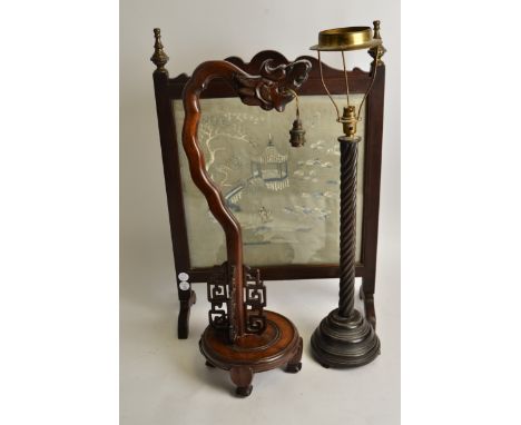 Two 20th Century table lights,  one in the form of an upstretched dragon, height 69cm, the other with twisted column, height 