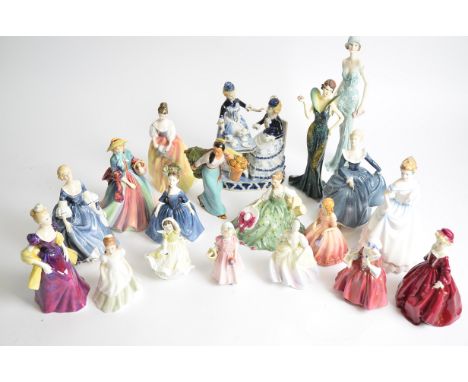 A quantity of figures from Royal Doulton, Worcester, Paragon, Coalport and other factories, to include Hillary HN2355, Miss M