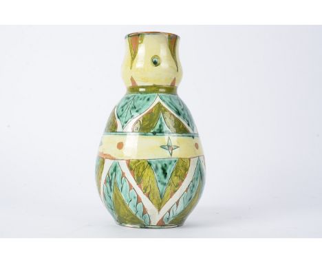 Della Robbia Pottery (Birkenhead 1894-1906),  an ovoid vase with bulbous neck, stylised leaf sgraffito decoration heightened 