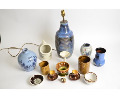 Several items of 20th Century studio pottery,  to include a Watcombe Torquay kingfisher vase, height 15cm, together with a va