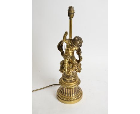 A 20th Century cherub lamp base,  height 53cm