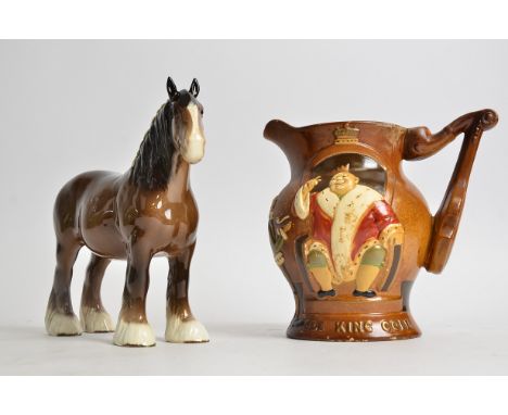 A Beswick shire horse,  height 22cm, together with a musical jug 'Ole King Cole', height 20cm (2) 