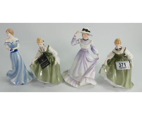 A collection of Royal Doulton figures: including two Fair Lady's HN4719, Royal Worcester Taurus gemstone figure and Franchesc