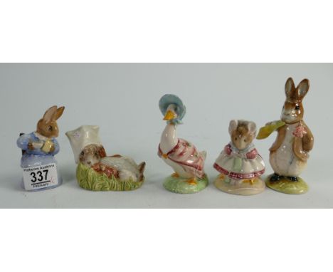 Royal Albert Beatrix Potter figures:Cottontail, Jemima Puddleduck, The Old Women who lived in a shoe, Benjamin ate a lettuce 