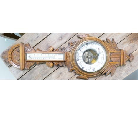 Nicolson Optican Edinburgh Carved Oak Barometer: