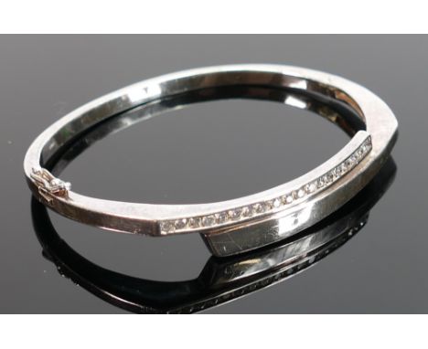 Silver bangle set with cubic zirconia stones, 18.6g: