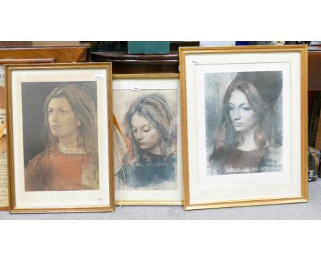 A collection of three Pietro Annigoni Portrait Framed Prints: largest 57 x 45cm(3)