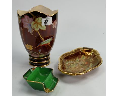 Carltonware Vase, Dish &amp; Ashtray(3):