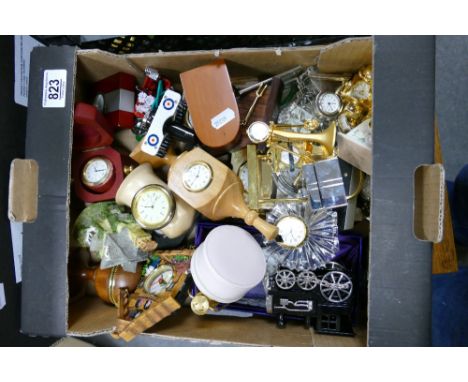 A mixed collection of items: to include Novelty clocks in ceramic and metal etc