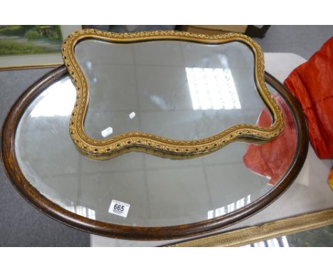 Oak Oval Wall Mirror: together with similar gilt effect item(2)