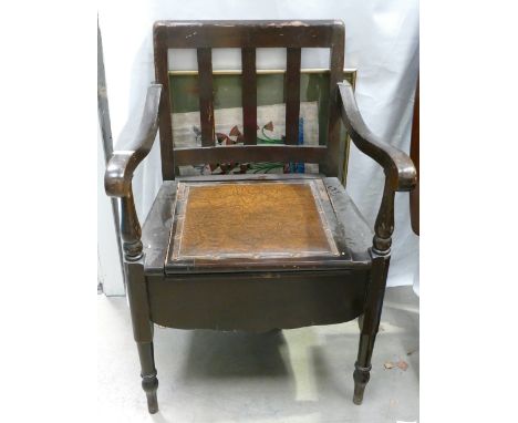 Dark Wood Armchair Commode: