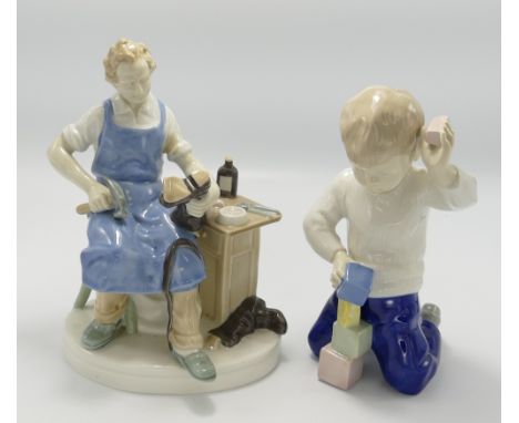 German ceramic figure of book maker: together with similar child (2)