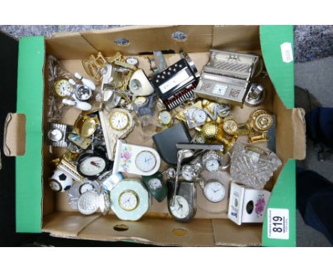 A mixed collection of items: to include Novelty clocks in ceramic and metal etc