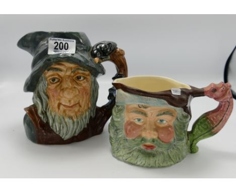 Royal Doulton large Character Jug: Rip Van Winkle D6438: together with Sylvac similar item(2)