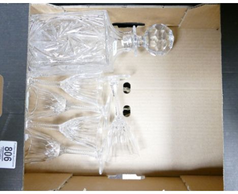 Pressed Glass Decanter and matching glasses: