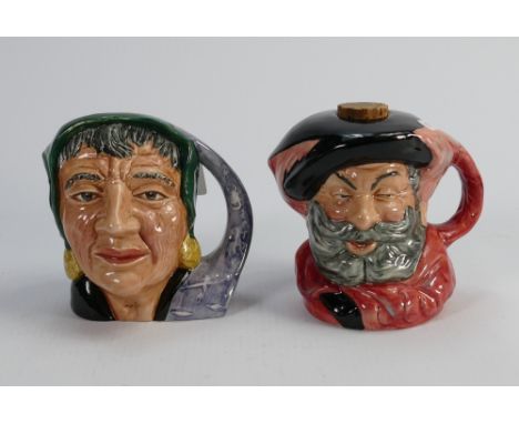 Royal Doulton small character jug Fortune Teller D6503 &amp; Falstaff decanter(2):