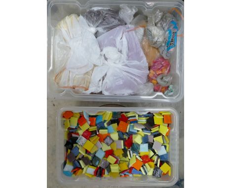 A large collection of ceramic mosaic tiles(3 boxes):