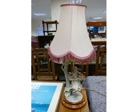 Capodimonte Resin Large Figure Group Table Lamp: