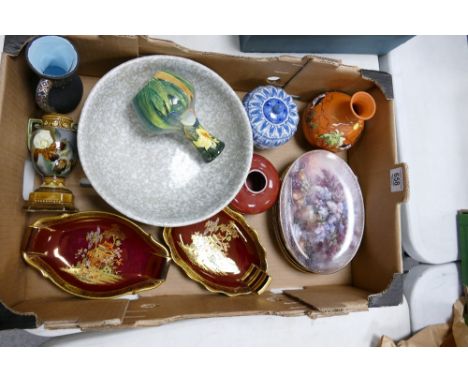 A collection of pottery items: including Carltonware dishes, Japanese plates, vases etc (13)