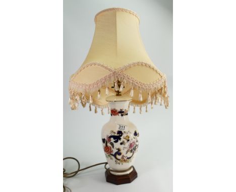 MASONS BLUE MANDALY LAMP: 27cm high, excluding base, fitting & shade.        