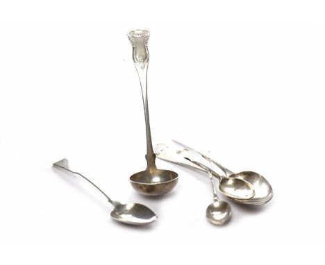 LOT OF LATE 18TH/EARLY 19TH CENTURY SILVER FLATWAREincluding a pair of late 18th Germanic silver spoons, stamped with marks '