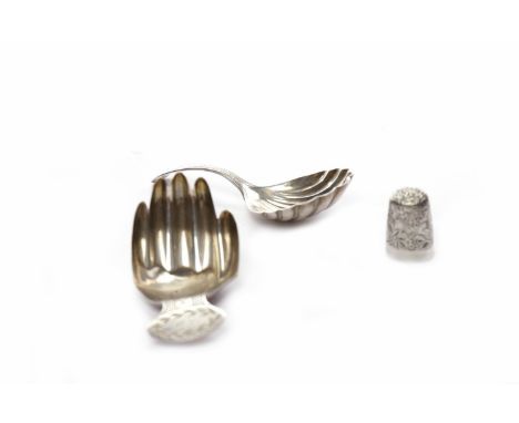 GEORGE III SILVER NOVELTY HAND CADDY SPOONmaker's mark partially clipped, probably Josiah Snatt or John Shea, London 1805, bo