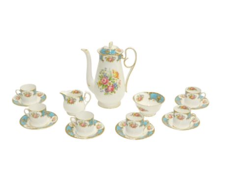 A Shelley Duchess pattern part coffee service, to include coffee pot, milk jug and sugar bowl.