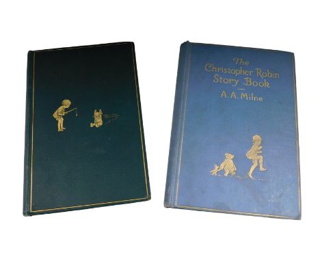 Milne (AA). Winnie the Pooh, first edition, in green tooled binding, and The Christopher Robin story book, in blue gilt toole