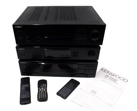A Kenwood Hi-Fi, comprising an AM/FM stereo synthesizer KT-TO80, dual DA compact disc player DP/R4080, and stereo integrated 