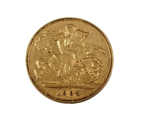 An Edward VII half gold sovereign dated 1903. 