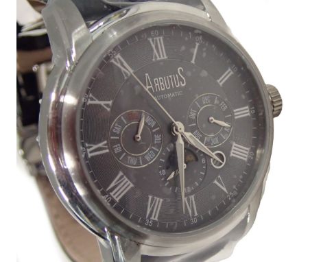 An Arbutus gent's chronograph automatic wristwatch, with a grey finish Roman numeric dial, stainless steel case, model AR506,