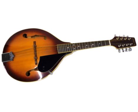 A Samick mandolin, with stainless steel turning pegs, stamped Made in Korea, in soft shell carry case, 67cm high.