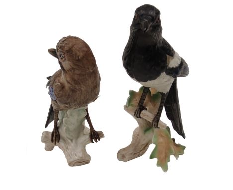 A Goebel ceramic figure of a jay, 22cm high, and a similar magpie.