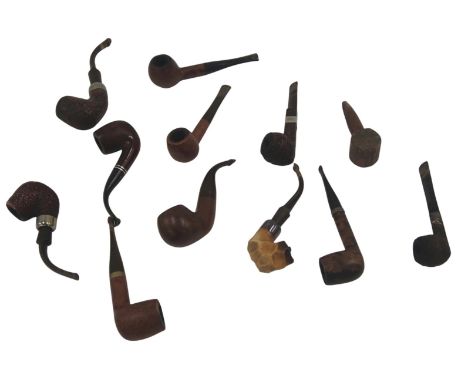 A group of various pipes, comprising silver collared, Murray frame, K&amp;P, and others. (1 tray)