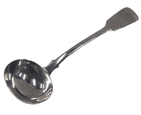 A Victorian silver fiddle pattern serving ladle, maker RW, London 1845, 2.29oz.