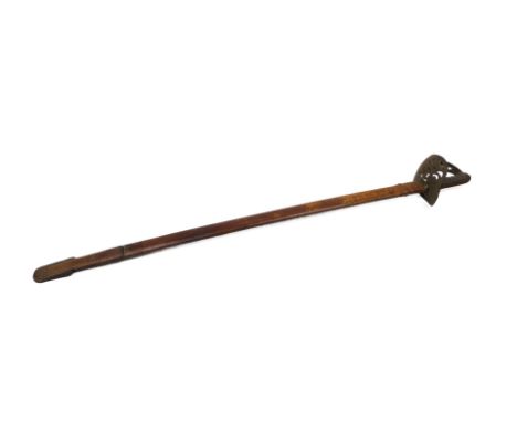 A Victoria infantry officer's sword, with stainless steel embossed blade, in associated partial leather scabbard, with wire w
