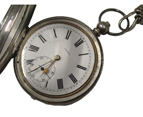 A 20thC silver pocket watch, with white enamel Roman numeric dial stamped Castra, with gold hands and seconds dial, key wind,