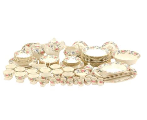 A Royal Doulton Boothes Flora Dora pattern part tea and dinner service, comprising oval meat plate, rectangular meat plate, t