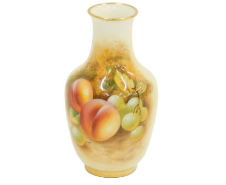 A Royal Worcester baluster vase, painted with nectarines and grapes, signed DuBarry, model 2941, 11.5cm high.