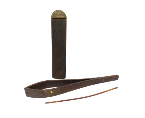 Wares, comprising agricultural saddle clamp, a swagger stick with Royal Scots mounted emblem top, and a Holborn knife sharpen