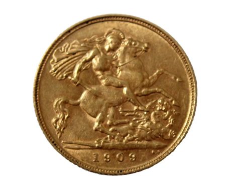 An Edward VII half gold sovereign dated 1909. 