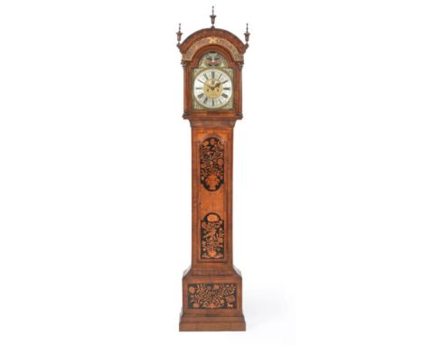 An Unusual Eight Day Longcase Clock with Rocking Eye Automata, signed Barnaby Matthews, Dublin, circa 1740, arched top with a