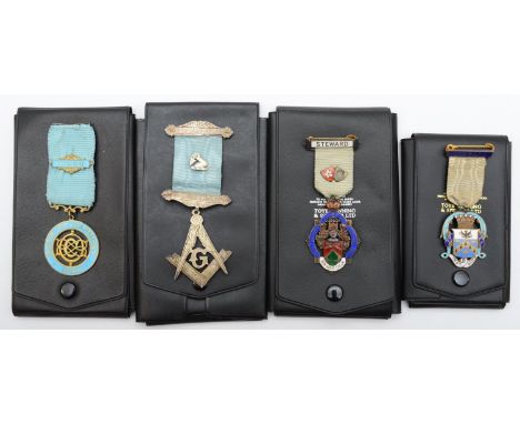 Four silver and enamel jewels, 84gm 